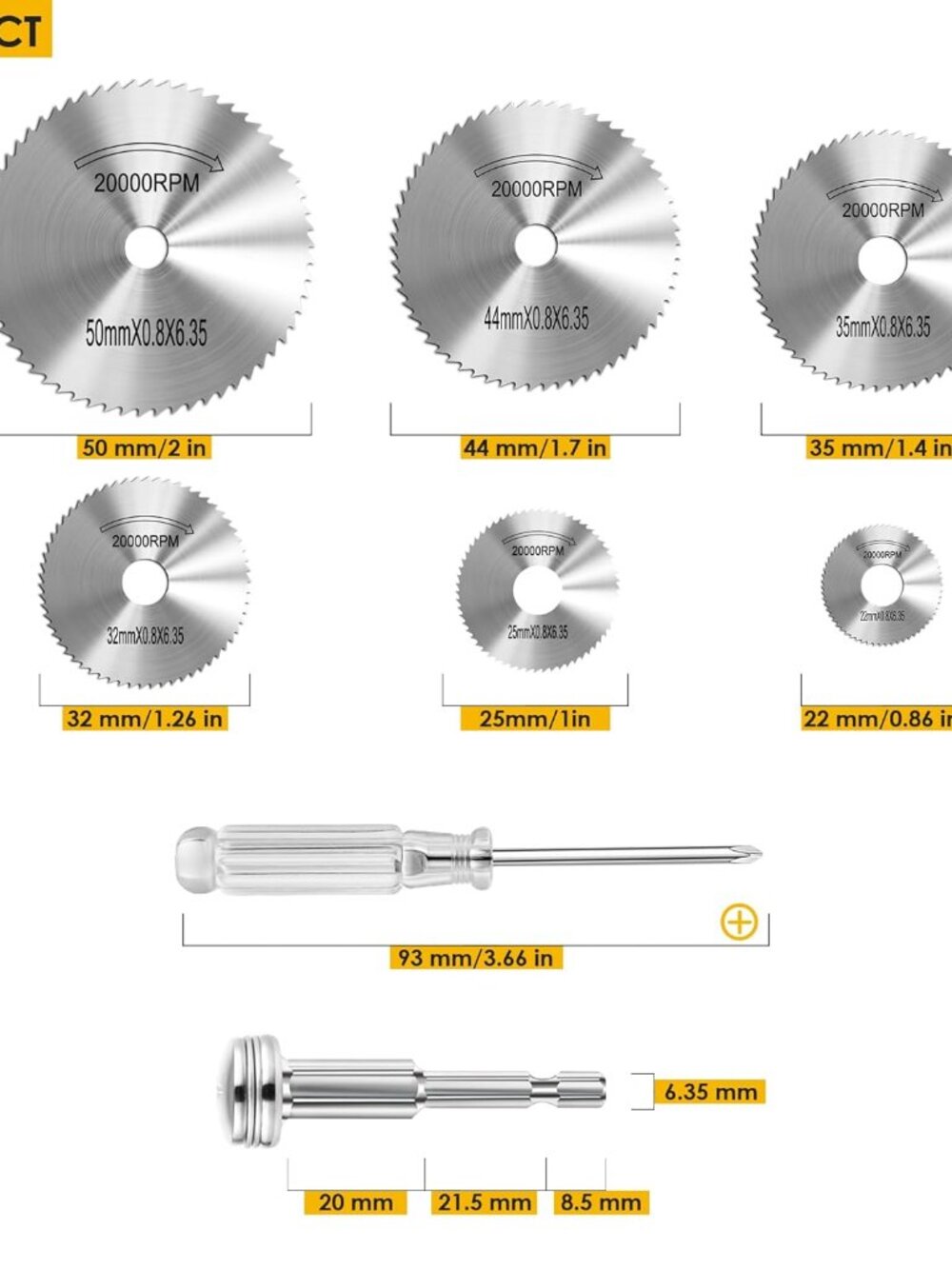Cutting Wheel for Drill 1/4 Inch Hex Shank Rotary Drill Saw, 6Pcs HSS Saw Blades - Picture 2 of 7